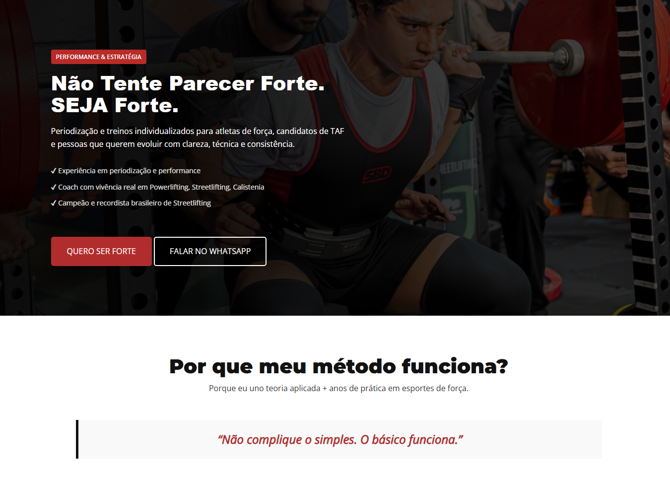 Site One Page para Coach Esportivo