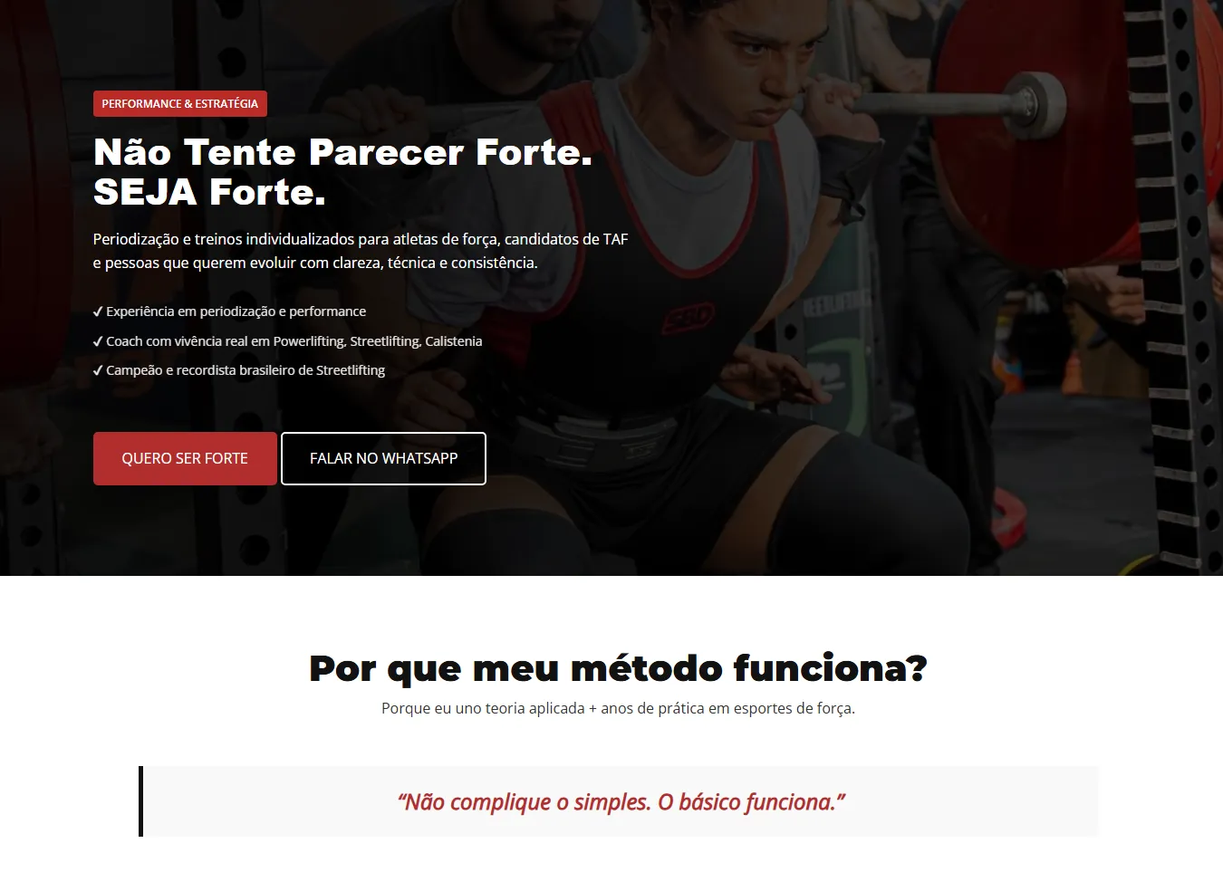 Site One Page para Coach Esportivo