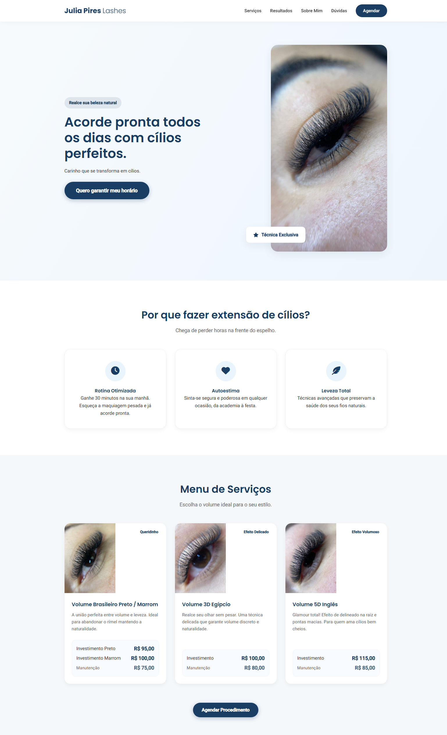 Site responsivo para estética versão mobile